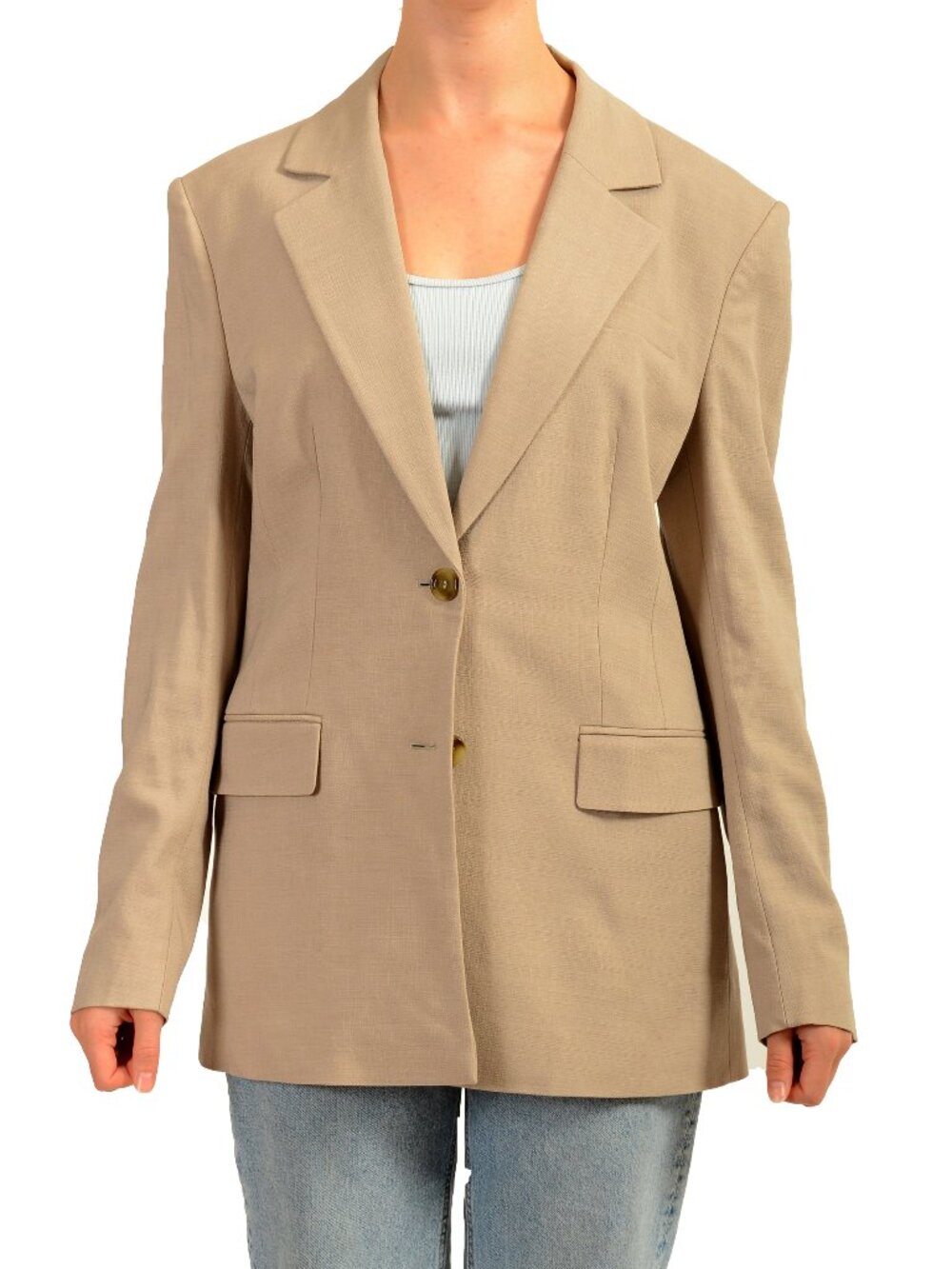 Hugo Boss Women's "Jerela" Beige Two Button Blazer US 6 IT 42